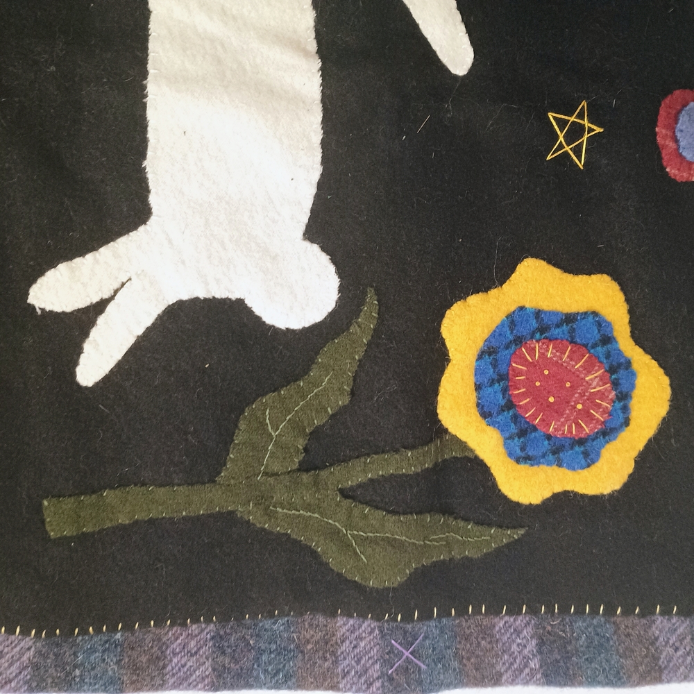 Handcrafted Wool Felt Rabbit Tapestry - Picture 3 of 6